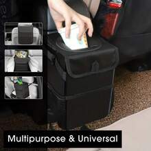 1pc Portable Car Trash Can With Lid, Waterproof Leak-Proof Car Garbage Can, Multi-Purpose Car Organizer, Suitable For All Vehicle Types - A - View 9