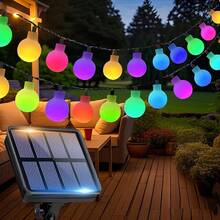 loyyz Solar Globe Outdoor String Light,IPX4 Cystral Fairy Light,12M/7M/5M Solar Garden Twinkle Light 8 Mode,Hanging Lighting For Outside Decor,Backyard,Porch,Yard,Christmas Tree,Balcony,Wedding,Advent, Easter,Christmas Colorful - Colored Light - View 12
