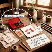 1pc Cute Cat Stamp (Without Ink Pad And Storage), Cartoon Design Is An Ideal Choice For Charming Diary, Rewards, Scrapbooking, Notes, DIY - Sets - View 5
