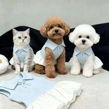 1pc Pet Dog Lightweight, Comfortable Bow Tie Dress, Cute Summer Outfit For Toy Poodle, Teddy Bear Small Dogs - Baby Blue - View 2