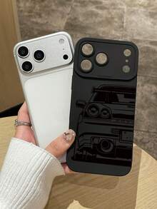 1pc JDM Skyline Sports Car Matte Black Phone Case, Covers, Super Cool Street Style Car Pattern Shockproof Phone Case, Ideal Gift For Car Enthusiasts & Daily Fashion Accessory, Compatible With & Models, For Him - Black - View 3