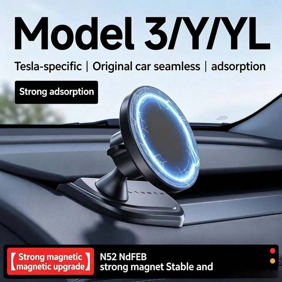MagSafe 磁吸手機支架配件,適用於 Juniper 2025 2026 Model 3 與 Highland 2024-2026 車型,可調節式磁吸手機架 - 特斯拉煥新版專用 - 查看 1