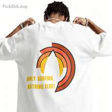 Men's T-Shirt Surfing Wave Design Pattern Print Comfortable And Versatile Outdoor Casual Short Sleeve - White - View 1