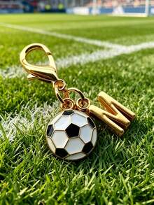 Exquisite Football Pendant Gold A-Z Letter Keychain, Gold Letter Charm, Cute Key Ring Handbag Pendant, Bag Charm, Keychain Bag Accessory, Phone Case Wallet Car Key Accessory - Multicolor - View 6