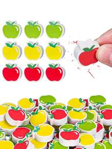 100/60pcs Small Apple Shaped Erasers, Multi-Color Pencil Erasers, Suitable For Student Back To School Gifts, Birthday Gifts, Classroom Rewards, Please Note The Size Is Small, Please Confirm The Size Before Purchasing! - Multicolor - View 9