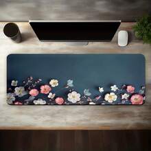 1pc Oversized Floral Embossed Texture Gaming Mouse Pad, Aesthetic Desk Decor, Gaming Mouse Pad -- XXL Cloth Material -- Ultimate Tracking Precision And Stability -- Esports Specialized Mouse Pad -- Anti-Slip And Stable -- Covers Entire Desk -- PC Accessories -- Laptop Mouse Pad | Student Supplies | Esports Gear | Office Accessories - Floating Flowers - View 5