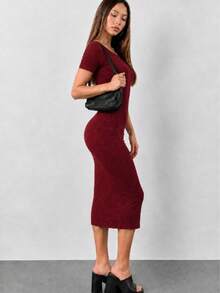Women Midi Dresses - Redwood - View 2