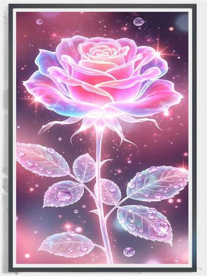 1pc Floral Diamond Painting Kit, Wall Art, Romantic Home Decor, Suitable For Various Occasions, Perfect For Bedroom, Living Room, Office, Ideal Gift For Birthday, Holiday, Valentine's Day