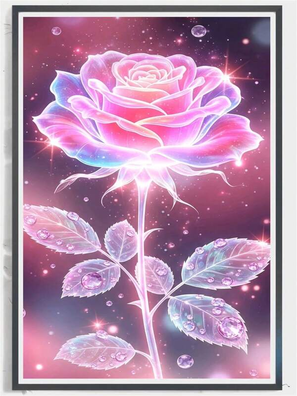 1pc Floral Diamond Painting Kit, Wall Art, Romantic Home Decor, Suitable For Various Occasions, Perfect For Bedroom, Living Room, Office, Ideal Gift For Birthday, Holiday, Valentine's Day
