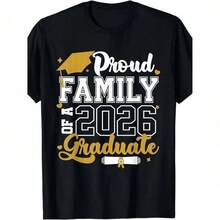 T-shirt för studenten 2026, Stolt familj till en student från 2026, T-shirt i samma stil för män och kvinnor, Sommar, Kortärmad, Tryckt, Ren 180G, Rund hals, Året runt, Vintage-stil, Normal passform, Storlek 2Y-10Y, S-XXXL, Kläder för barn, T-shirts för kvinnor, Kläder för män, Toppar för tonårskillar, Perfekt present till skolans sista dag och Miljöns dag, Fars dag, Passar till matchade kläder för föräldrar och barn. - Svart - Visa 8