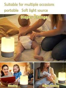 1 pieza Mini Luz Nocturna, Carga Tipo C, Función 3 en 1, Ajuste de Color y Brillo de Luz, Atenuación Suave, Lámpara de Mesita de Noche con Control Táctil Compacto, Adecuada para Guardería, Dormitorio, Pasillo - Blanco - Ver 4