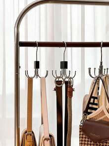 3/1pc Closet 6-Hooks Belt Holder Rack With 360° Rotatable, Metal Storage Hanger Organizer, Cap Holder Rack, Bra Holder Rack, Tie Holder Rack, Belt Holder Rack, Scarf Holder Rack, Storage Hooks, Suitable For Dorm Closet, Home, Campus, Hotel, Etc., Portable Travel Hook - Multicolor - View 5