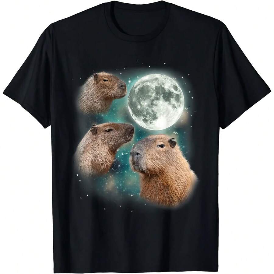 T-shirt amusant Capybara imprimé en 3D pour hommes, t-shirts à motif rétro, t-shirts d'été décontractés et mode, t-shirts amples à col rond, hauts streetwear - forme - Voir 1