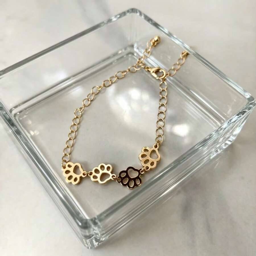 1pc Minimalist Cute Hollow Paw Print Adjustable Bracelet, Suitable For Women's Daily Wear - Bracelet - View 1