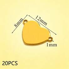 20 Pcs Double‑Hole Heart Connector Charms, 304 Stainless Steel 18K Gold Plated / Heart Tags, DIY Accessories For Necklace & Bracelet Making - Double Hanging Connector - View 9