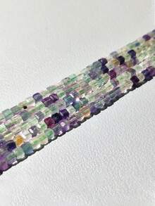 天然刻面立方體銀藍色天使瑪瑙石方形隔珠 珠寶製作DIY手鍊 3x3mm - 彩色 - 查看 2