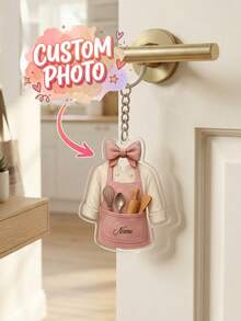 1pc Customized Name Baker Keychain, Pink Cooking Apron Key Ring, Cake Decorator Pendant, Cute Kitchen Whisk Keychain, Cooking Enthusiast/Chef Retirement Gift - Multicolor - View 8