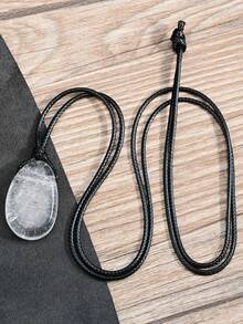 Yumfeel Natural Transparent Crystal Pendant Necklace Unisex - Asymmetrical Water Drop Pendant, Hand Woven. Bohemian Summer Beach Style. Suitable For Daily Wear. Perfect Gift - White - View 13