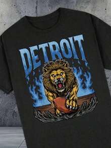 Detroit Football, Skeleton Shirt, Lions, Bootleg, Graphic Tees, , Football Tees, Unisex Crewneck - Black 5 - View 6