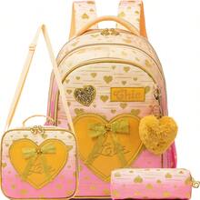 3pcs/Set Girls Floral Print Backpack, Includes Crossbody Bag And Water Bottle Holder, Lightweight Student School Bag Set - Girls' Schoolbag - View 13