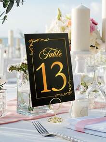 24/31/62pcs Wedding Table Numbers 1-30 With Header Cards, Black And Gold Cards And Holders, For Weddings, Graduations, Baby Showers, Birthdays And Other Occasions, Gold Table Number Set - View 7