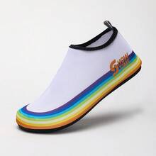1 Pair Unisex Rainbow Color Design Water Shoes, Breathable Comfortable Lightweight, Multiple Colors Available - White - View 16