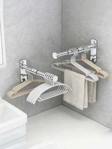 Extendable Adjustable Clothes Rack, Clothing Storage Rod, 19-29.6cm/7.48-11.65in, Bath Towel Rack, Towel Rack, Drill-Free Wall-Mounted Storage Rack, Extendable Jewelry Rack, Hanging Clothes Storage, Space-Saving - Multicolor - View 3