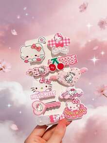 Sanrio 10件組可愛髮夾套組，女孩用多功能髮飾，親膚粉色髮飾套組，情人節理想禮物，日系卡通髮飾與側夾，美感設計 - 髮夾 - 查看 9