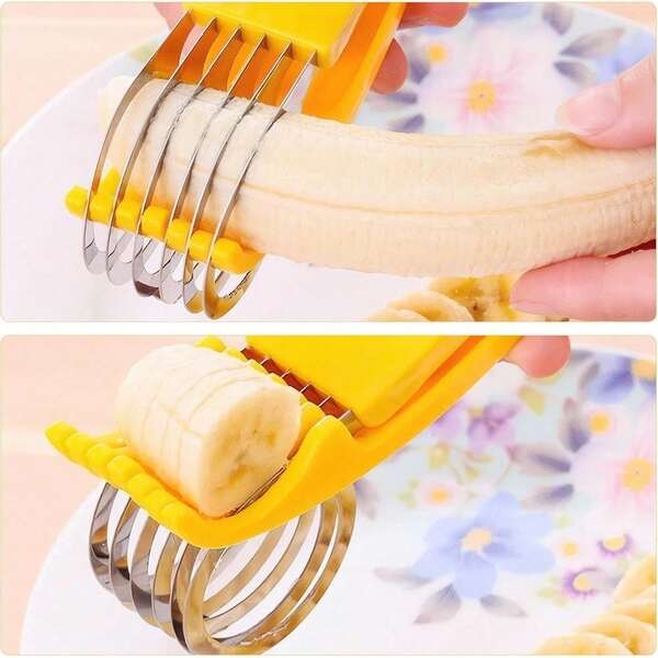 1PC Stainless Steel Banana Chopper & Vegetable Slicer - Multifunctional Fruit Cutter For Banana,Cucumber,  Kitchen Organizer & Time-Saver Essential, Practical Gift For Mom, Women, Housewarming Or Father's Day