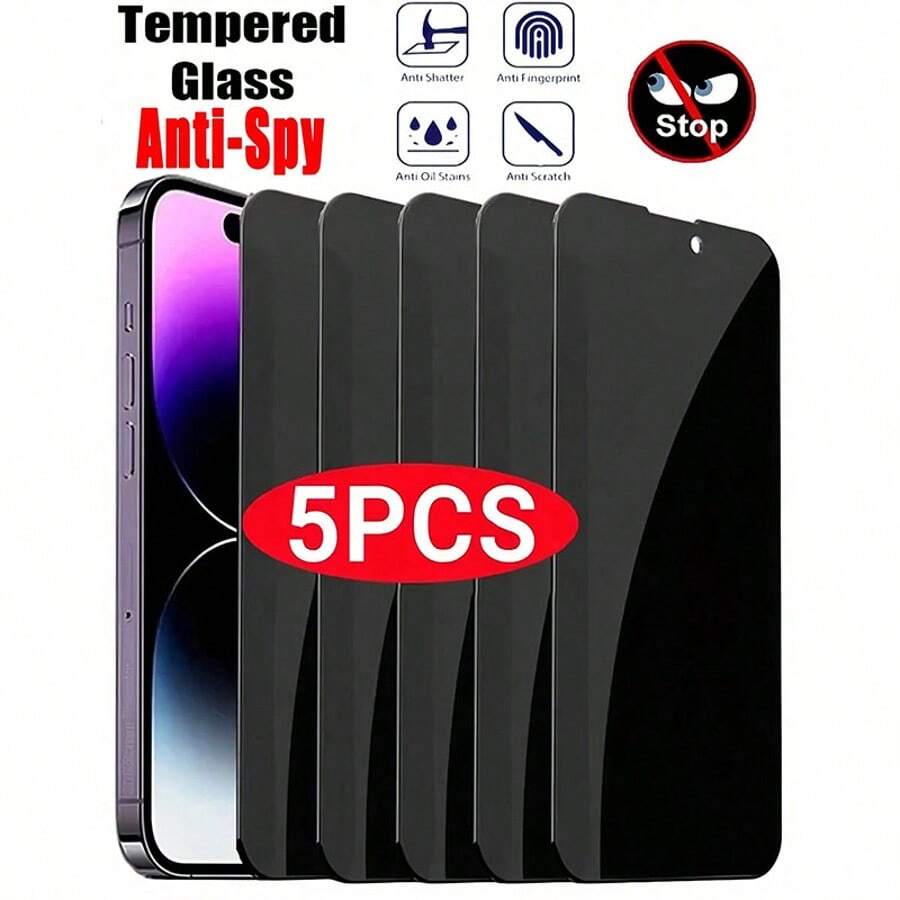 CSDZ Screen Protector Compatible With IPhone Privacy, 5-Piece Set Compatible With Apple 15 15 Plus 15 Pro 15 Promax, Privacy Protection, Screen Protector Compatible With IPhone 12, Privacy Protection, Screen Protector Compatible With IPhone 13, Easy To Install, Screen Protector Compatible With IPhone 17, Phone Accessories, Birthday Gifts, [International Version, Non Local Version]