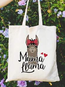Mama Llama Tote Bag & Wallet Set, Cute White Alpaca Print Mother & Baby Bag, New Mom Hospital Delivery Diaper Bag Gift, Matching Mother & Child Handbag, Practical Mother's Gift Set School Supplies - Multicolor - View 4