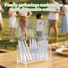 390 Count Plastic Knives Heavy Duty 5 Premium Disposable Plastic Knives Bulk, BPA- Heat Resistant, Solid And Sturdy Knives Parties, Events And Everyday Use - Multicolor - View 6