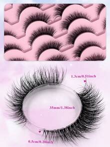 ENCHUW 14 Pairs Clear Band Thick Natural Curly Lightweight Short 3D False Eyelashes - 黑色 - 查看 4