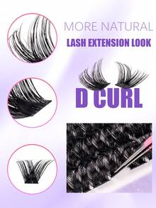 384/376 Clusters Eyelash Set, DIY Home Eyelash Extension, Comes With Glue, Remover And Eyelash Brush, Individual False Eyelashes, Eyelashes, False Eyelashes, Soft And Lightweight Reusable, Suitable For Home, Daily, Party, Wedding, Halloween, Etc. - 黑色 - 查看 6