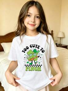 Too Cute To Pinch Kids Printed T-Shirt - White - View 8