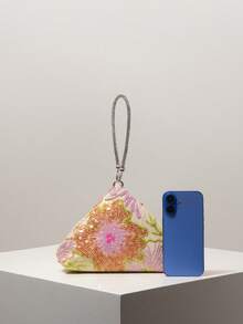 (隨機圖案)迷你錢包、亮片包、花卉圖案、刺繡包、新穎包、晚宴、舞會禮服、舞會包、舞會配件、婚禮用品、優雅女士錢包、女士禮物 - 彩色 - 查看 3