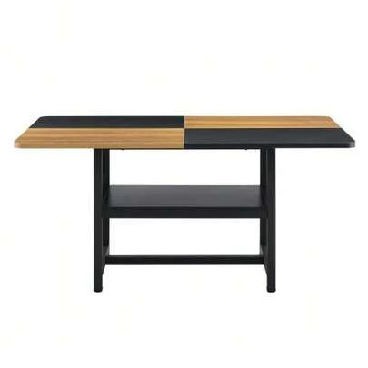 Rectangular Industrial Style Dining Table, 160x90x76 Cm, For 4 To 6 People, Brown/Black, With Multifunctional Storage Shelf, For Living Room, Kitchen And Dining Room.