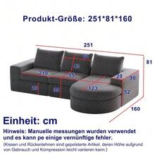 Chenille Sofa With Curved Elements And Chaise Longue, Fully Compressed And Frameless, Modular Corner Sofa With L-Shaped Chaise Longue, Compressed Foam Sofa, No Assembly Required - 灰色 - 查看 3