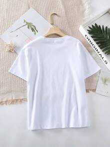 Summer Tops: Casual, Loose-Fitting Girls' T-Shirt With Rainbow Pride Graphic – Including "Love Is Love" Lettering & Heart Design, Soft Stretch Knit Round Neck Short Sleeve Summer Top For Casual Wear - 白色 - 查看 2