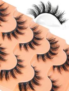 5 Pairs Fluffy Manga Lashes, 6-16mm Gradient Length False Eyelashes, Soft Lightweight Lashes With Solid Band, Natural To Dramatic Reusable Eyelashes, Eye Enlarging Lashes For Beginners - Black - View 4