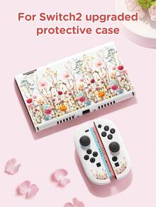 Switch2 (2025) 游戏机配件，彩色菊花图案，兼容 Switch2/Switch OLED/Switch NS 的保护壳和收纳袋，保护您心爱的设备，也是送给 Switch 玩家的最佳礼物，情人节礼物 - 彩色 - 查看 2