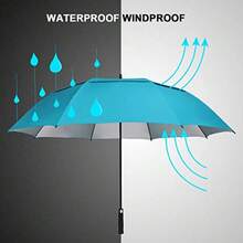Beach  54/62/68 Inch Extra Large Windproof Golf Umbrella UV Protection Automatic Open Double Capy Vented Sun Rain Stick Umbrella - Blue - View 6