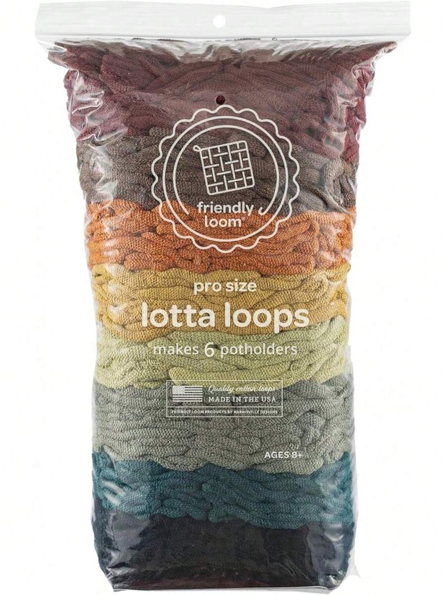 Friendly Loom Quality Cotton Weaving Loops In Earthtone Inspired Colors – 10" PRO Size |   Weave 6 Functional Potholders |   Made In USA - 1 - View 1