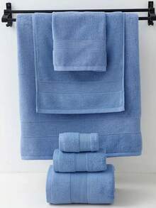 1 pieza Toalla de baño de algodón puro azul medio o Toalla pequeña de cocina o Toalla pañuelo, absorbente de agua y de secado rápido, adecuada para hombres y mujeres todo el año, adecuada para baño, hotel, viaje, regalo de festival, barbería, hogar - azul medio - Ver 3