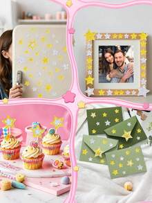 200/100pcs Gold And Silver Star EVA Stickers, Self-Adhesive Star Stickers In Various Sizes, Perfect For Classroom Rewards, Crafting, Card Decoration, Etc. - Gold and Silver - View 6