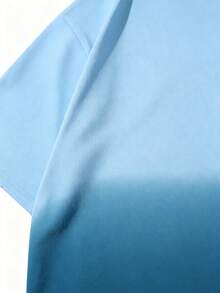 [ Gradient Two Color Short Sleeve T-Shirt ] Recommended New Casual And Versatile 100% Cotton T-Shirt For Summer 2026 Women's Fashion T-Shirt Short Sleeve Office Casual 250g Cotton Printed Loose White Top Y2k Women's Top Summer Top - Gradient Blue - View 5