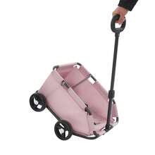Dog & Cat Transport Cart Mini Folding Dog Stroller Pet Stroller For Travel With Extendable Pull Handle, Safety Rope & Side Pocket Pet Cart For Miniature Dogs Up To 7.5kg (Black Pink Grey) - Pink - View 10