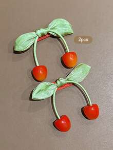 2 piezas Clips para el cabello con forma de cereza, estilo dulce, horquillas adecuadas para uso diario, accesorios para el cabello - Multicolor - Ver 4