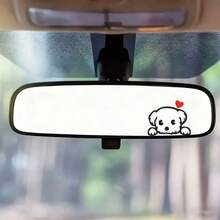 2pcs Creative Cute Cartoon Car Stickers/Heart Puppy Rearview Mirror Window Body Stickers/Electric Vehicle Car Scratch Cover Stickers - Puppy Decorative Stickers - View 6