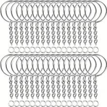 100 piezas/Set Kit de Suministros para Producción de Llaveros, Incluye 50 Argollas de Cadena y 50 Anillos de Salto, Juego de Llaveros Accesorios Sueltos, Utilizado para Producción de Llaveros Manualidades DIY Suministros para Pequeños Negocios - A - Ver 1